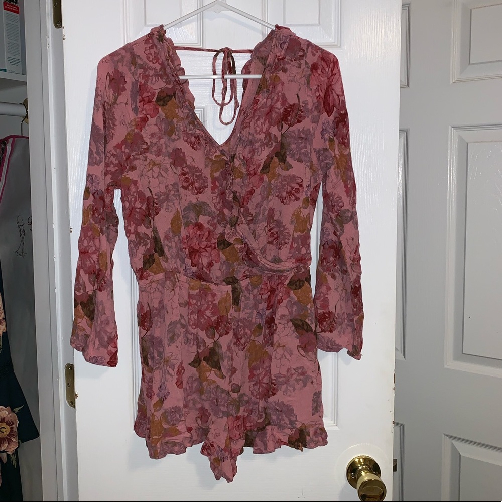 Flowy, pink floral romper!